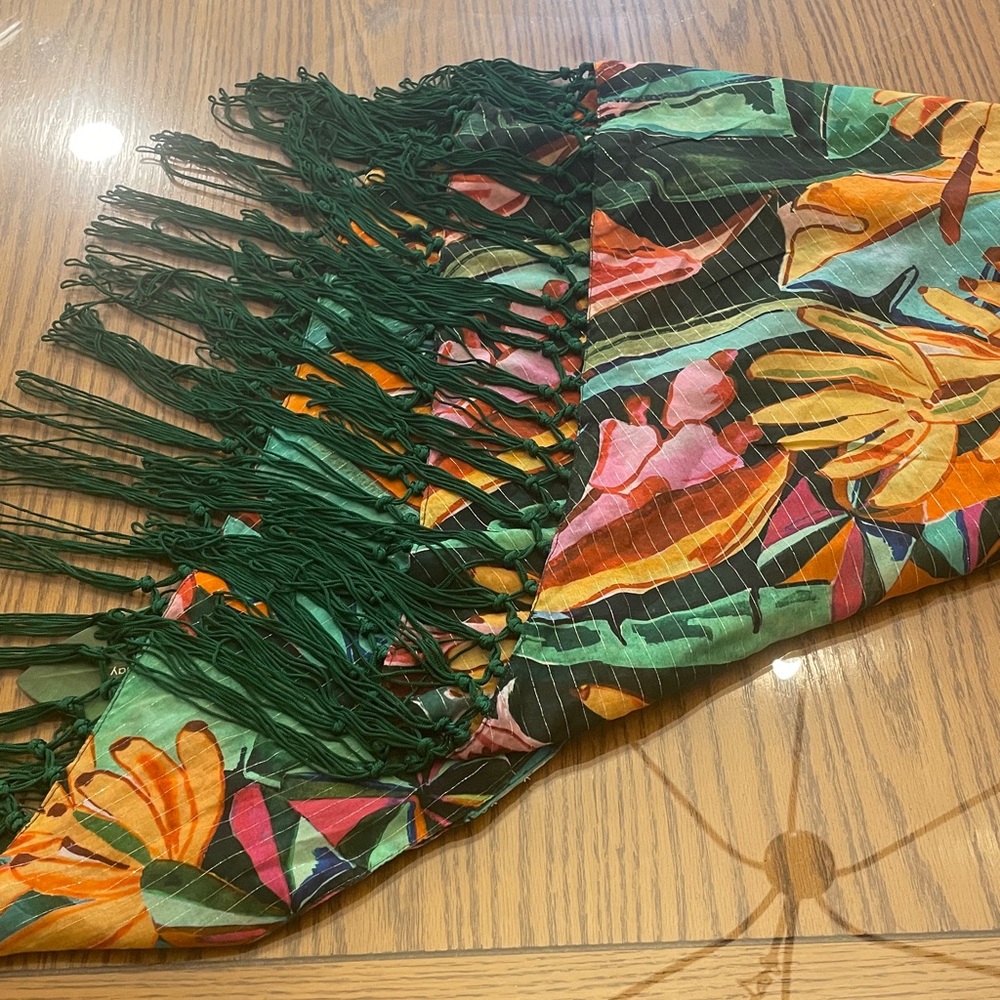 NWT Farm Rio Banana Tropical Print Sarong Wrap with Fringe OSFM - Picture 10 of 12